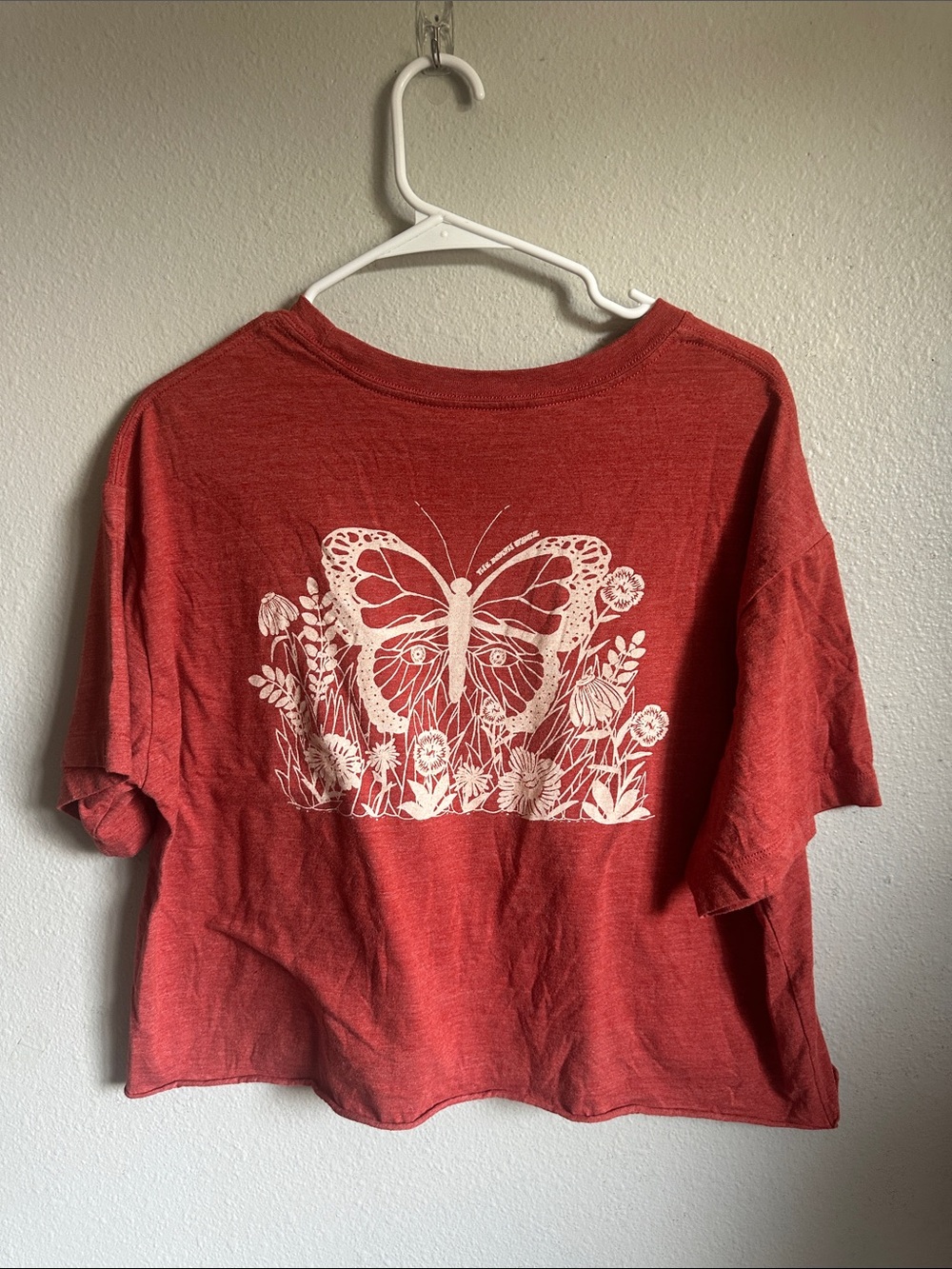 Orange  Butterfly Graphic Crop Tee - Women